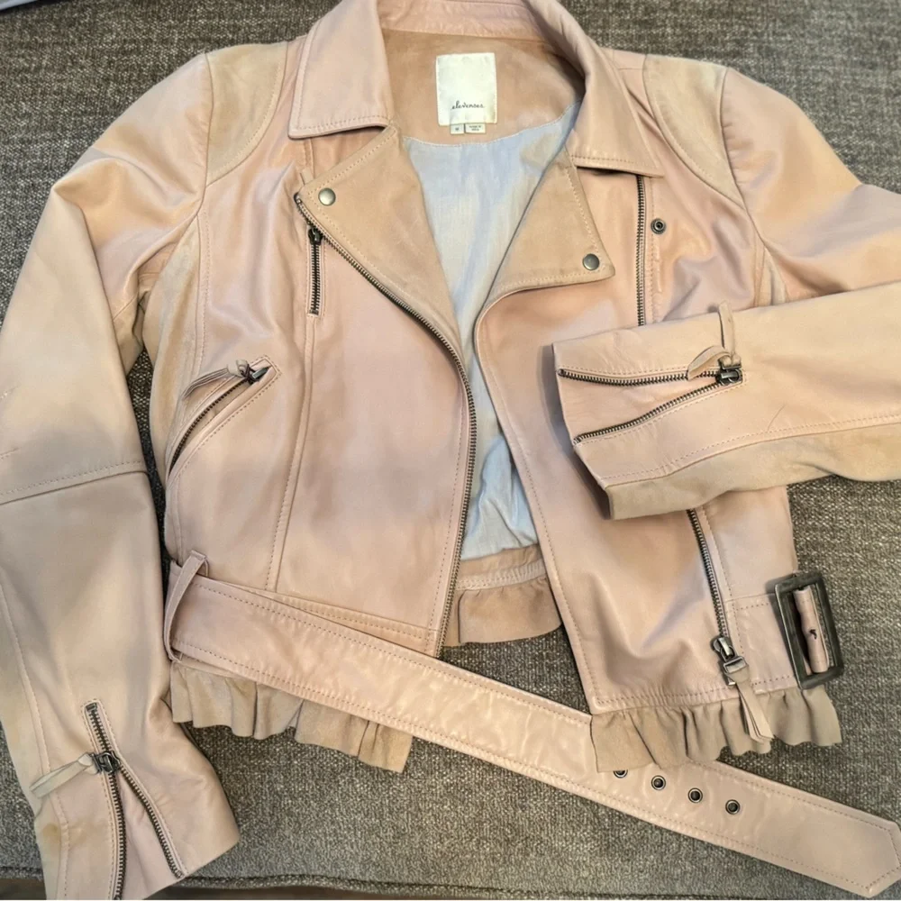 Anthropologie Elevenses Pink/Blush Leather & Suede Jacket (read details!) - Picture 1 of 9